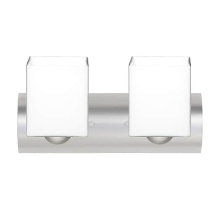 Besa Lighting Rise Vanity, Opal Matte, Satin Nickel Finish, 2x9W LED 2WZ-449807-LED-SN